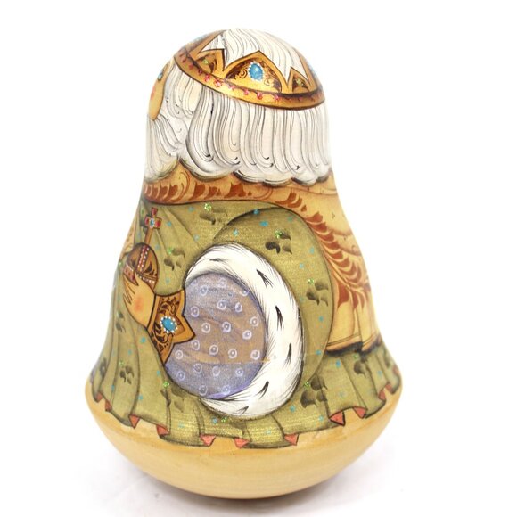 Russia Folk Art Roly-Poly Matryoshka Father Christmas Doll w/Bell Chime 1998 VTG - Picture 4 of 8